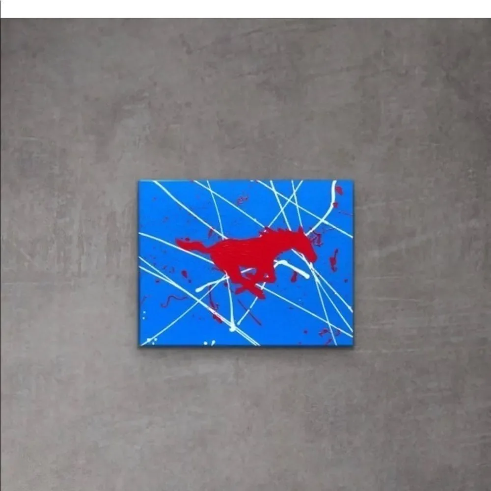 Hand painted SMU Mustang painting 8 x 10